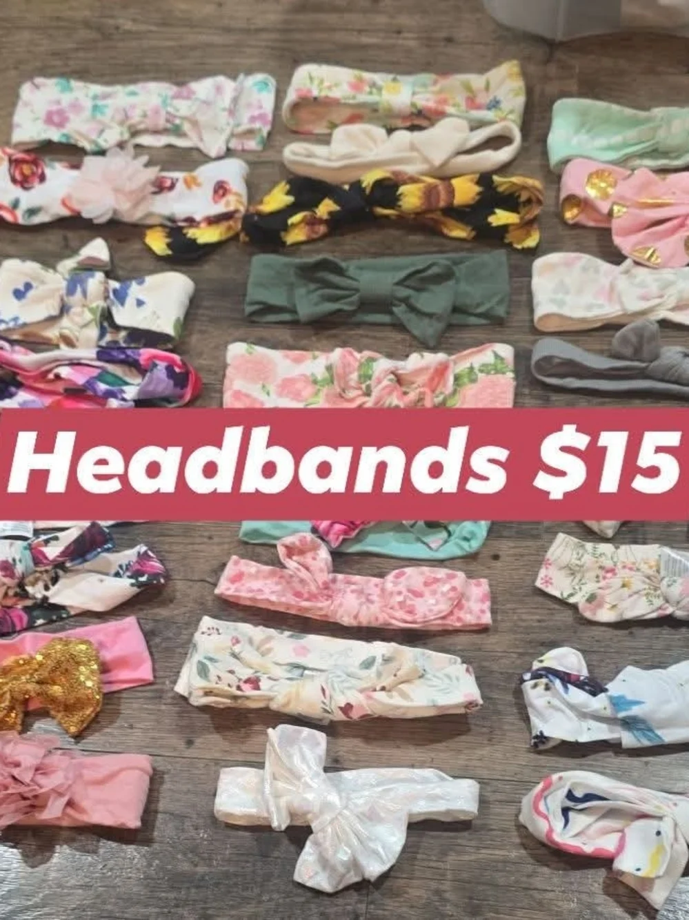 Assorted Floral & Solid Baby Girl Headband Set - Pink, Green, White
